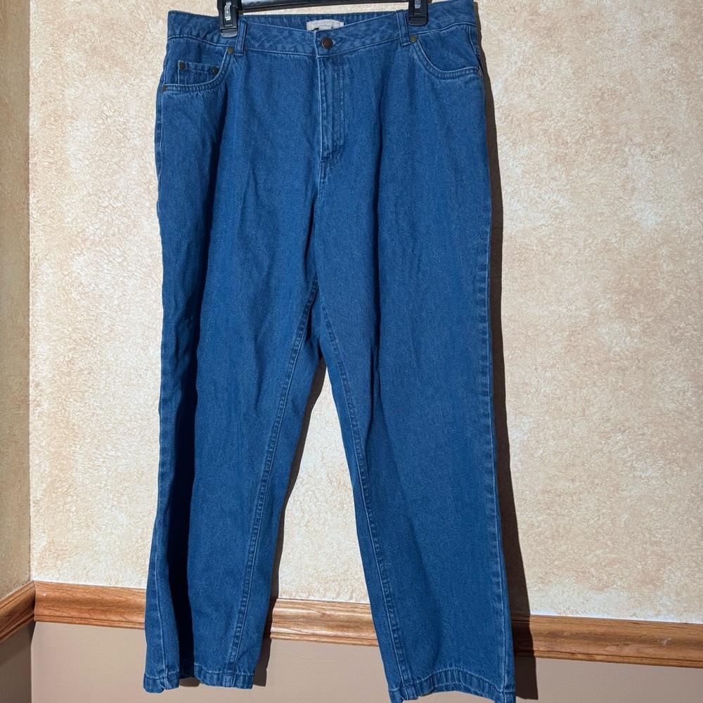 Women Within Denim Straight Jeans Size: 14W petite